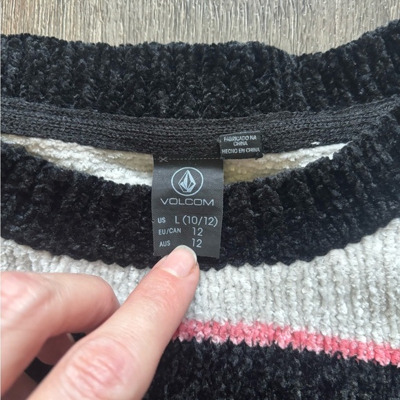 Volcom Black, White, and Pink Striped Sweater - Picture 2 of 5